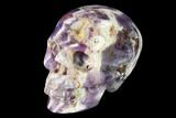 Realistic, Carved Chevron Amethyst Skull #150974-2